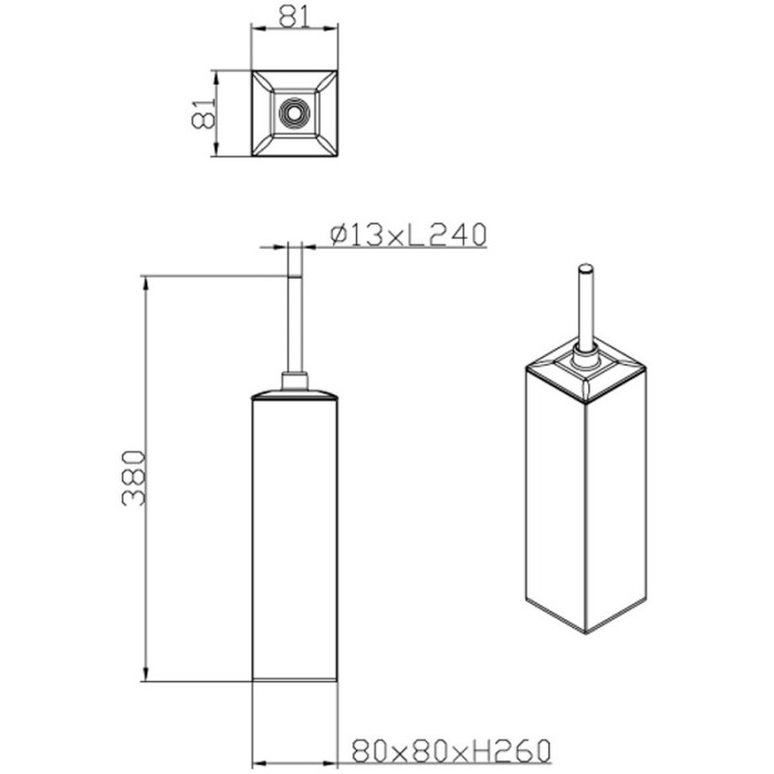 Ершик для унитаза напольный хромированный квадратный, Azario Rina - AZ-451