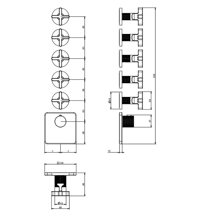 Смеситель для душа, встраиваемый, термостатический, Gessi Inciso, хром арт. 58350#031