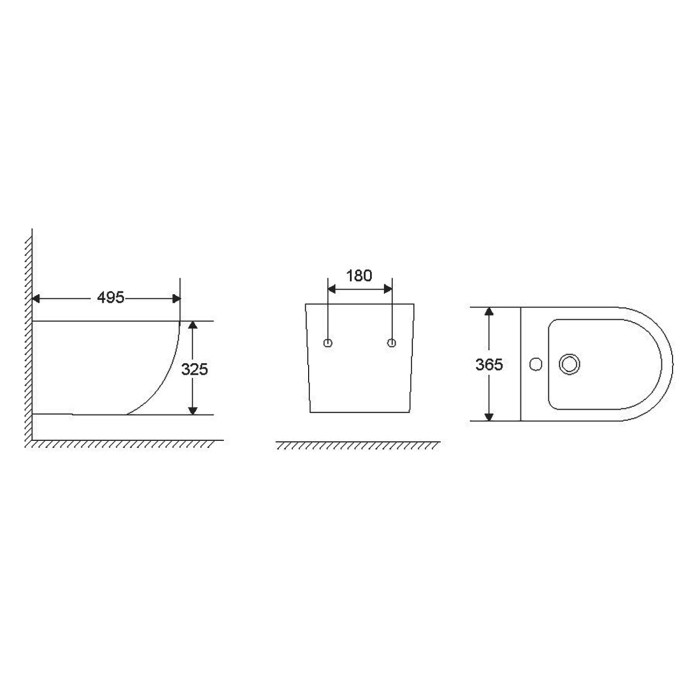 Биде подвесное 495х365х325 санфаянс, белый, Azario Grado - AZ-0046F