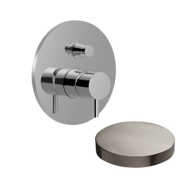 Внешняя часть смесителя для душа встраиваемого, на 2 режима, с кнопкой-переключателем, Giulini My future, никель матовый арт. 5963EPNKO