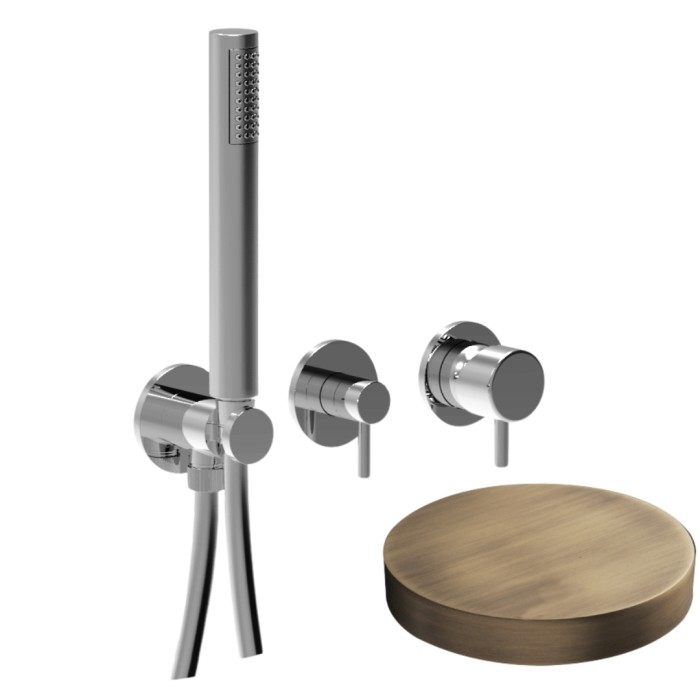 Смеситель для душа на 2 режима, однорычажный, поворотный переключатель, ручной душ + 1 доп. вывод воды, Giulini My future, бронза матовая арт. 59X5301BROP