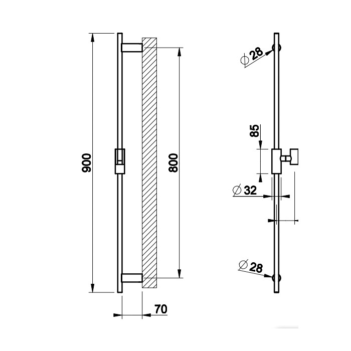 Штанга для душа, Gessi Ingranaggio, black xl арт. 63585#299