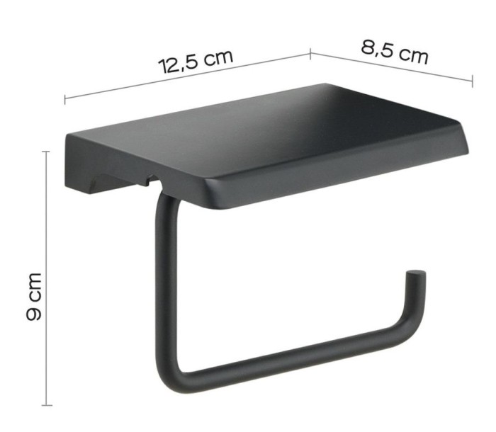 Бумагодержатель с плоской крышкой - площадкой под телефон Gedy, 2039(14) цвет: черный