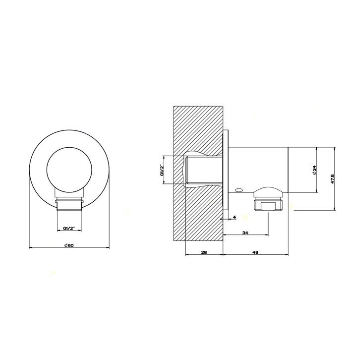 Вывод воды на 1/2", Gessi Shower316, шлифованная сталь арт. 54269#239