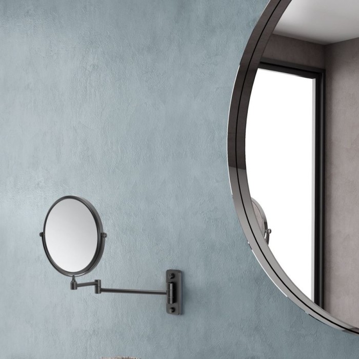 Настенное круглое поворотное косметическое зеркало (3x) со складным механизмом Gaia Gedy, CO2024(14) цвет: черный