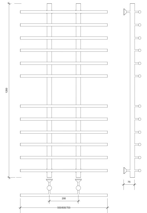 Полотенцесушитель водяной 120x20x70 Турин 4 (хром) Secado арт. 4603777447168
