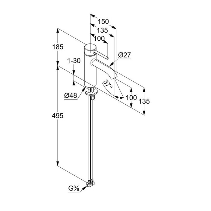 Смеситель для умывальника, матовый, bozz Kludi, черный матовый - 382823976