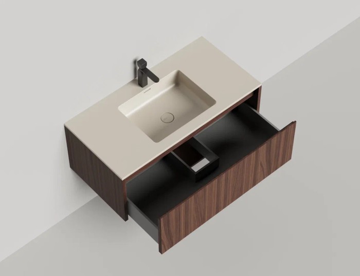 Подвесная тумба domino 1000, шпон, под встраиваемую раковину, гладкий, Salini арт. 27D210IN