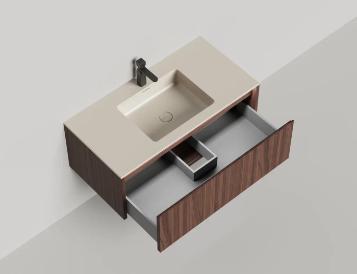 Подвесная тумба domino 1000, шпон, под встраиваемую раковину, гладкий, Salini арт. 27D210IN