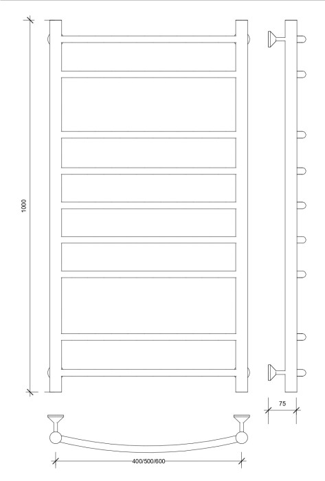 Полотенцесушитель водяной 100x50 Милан 2 (черный) Secado арт. 4673739226650