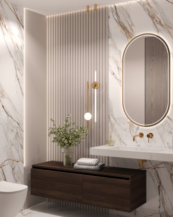 Столешница моноблок calacatta (1010x452x80), Boheme Flat - 859-100-CLCT