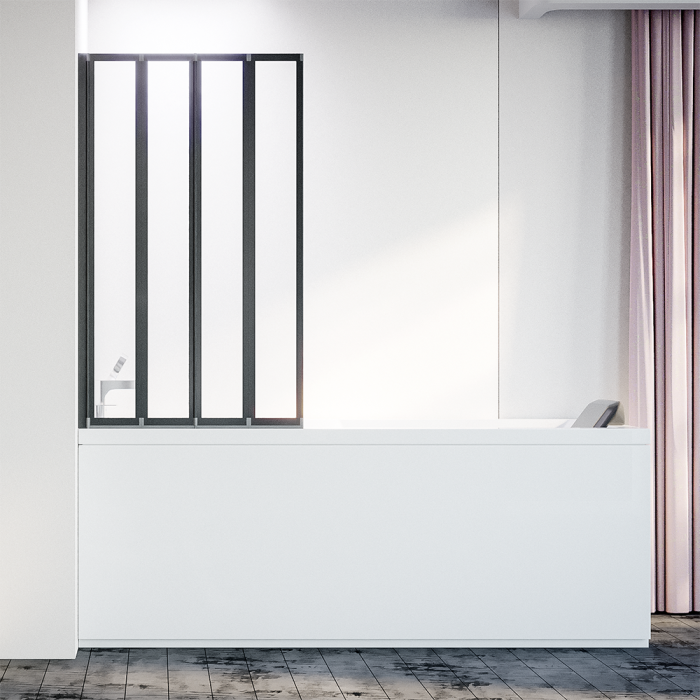 Шторка на ванну 900x1500, Veconi Palau, черный, стекло прозрачное арт. PL74BL-90-01-19C4