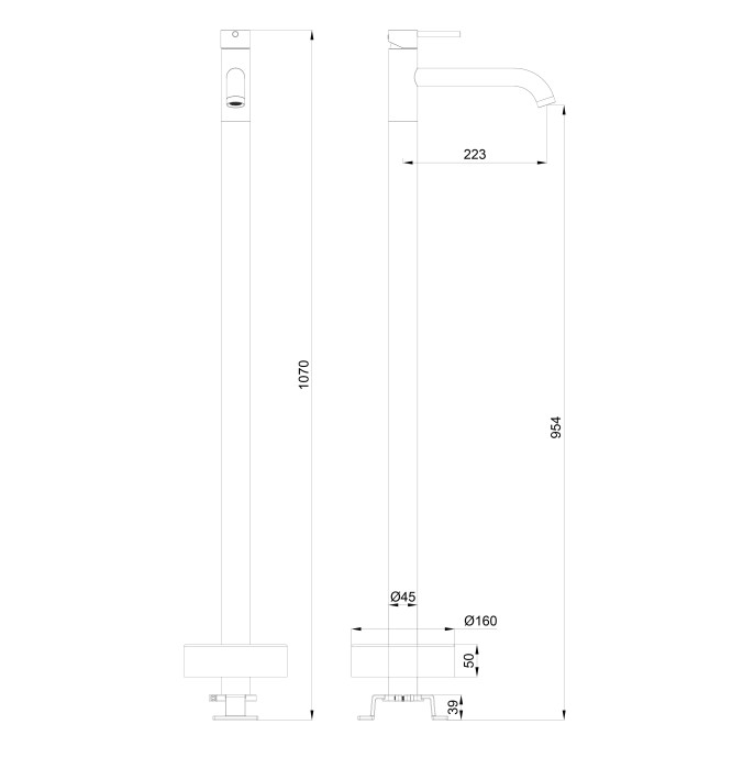 Смеситель для раковины напольного монтажа, Wonzon & Woghand Stick, WW-88649905-MB цвет: черный