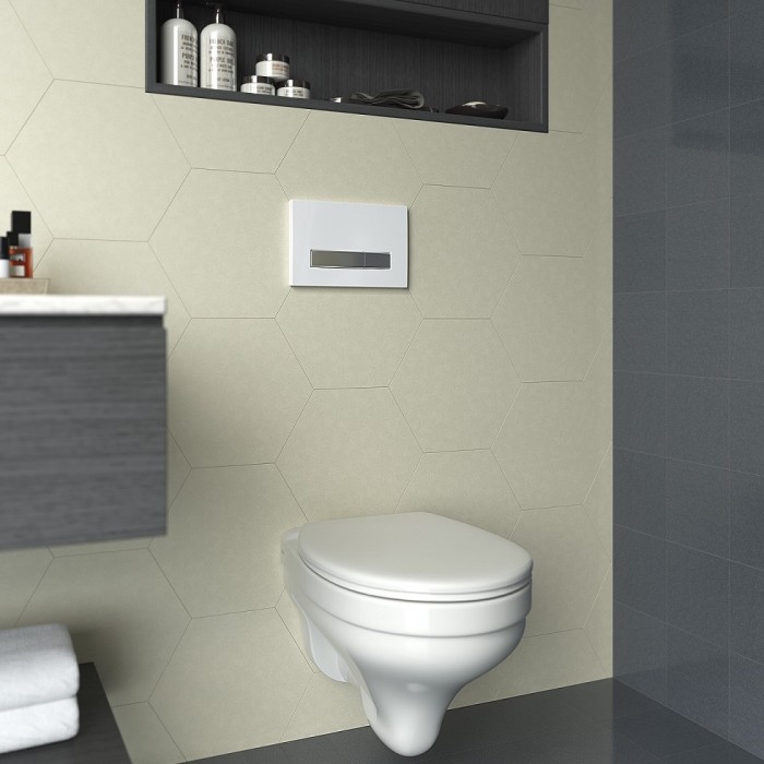 Инсталляция для скрытого монтажа унитаза, Line 410 клавиша смыва белая/хром глянец, BERGES Атом line арт. 040341