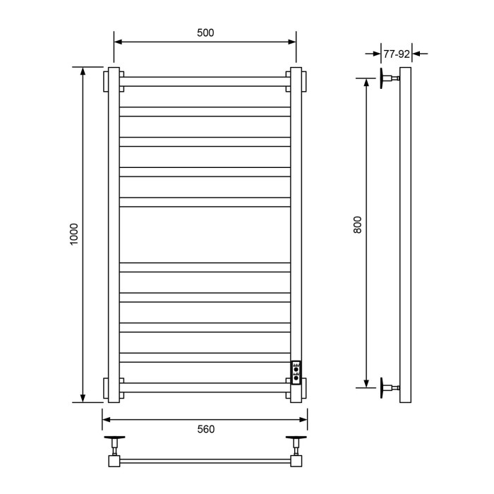 Электрический полотенцесушитель 50x100, Veconi Barro-A арт. B10050B-A