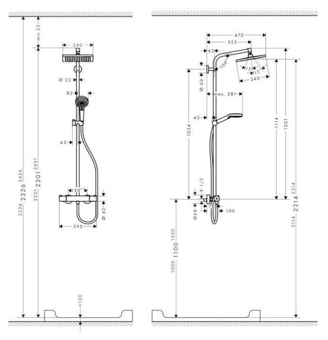 Душевая система с термостатом Crometta E Hansgrohe, хром арт. 27281000