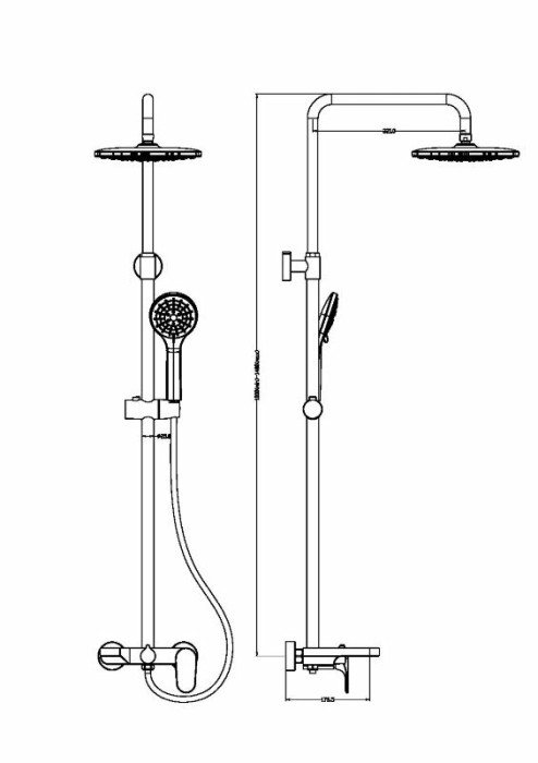 Стойка для душа со смесителем, никель, Spectre Boheme 458-NB