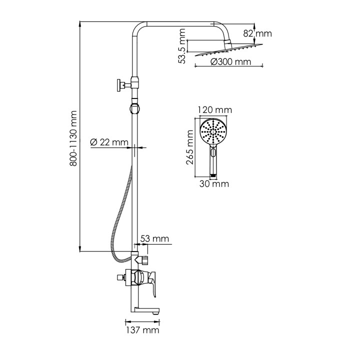 Душевая система со смесителем WasserKRAFT арт. A166.116.127.010.CH