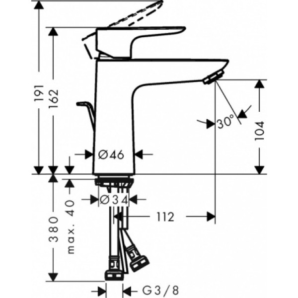 Смеситель для раковины без сливного гарнитура, Hansgrohe Talis E, черный арт. 71712670