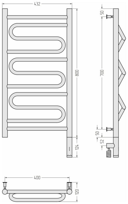 Сунержа Электрический полотенцесушитель 1200x600, Элегия 3.0, 30-5819-8040 цвет: матовый белый