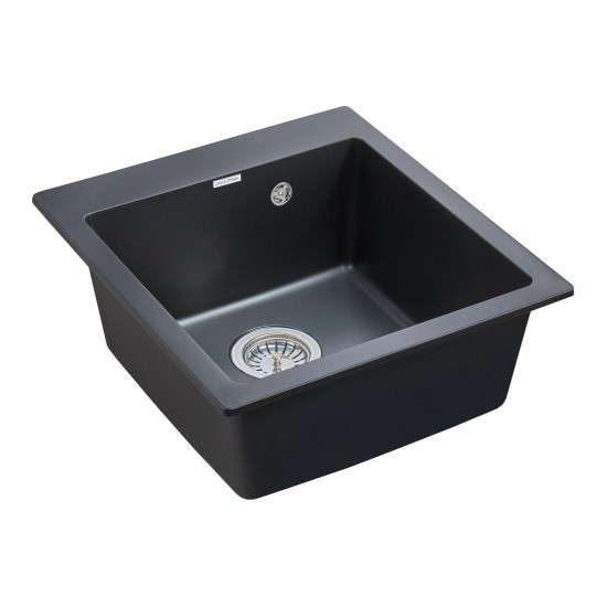 Мойка для кухни гранит 460х510 Paulmark KANTE 45, черный металлик - PM104651-BLM