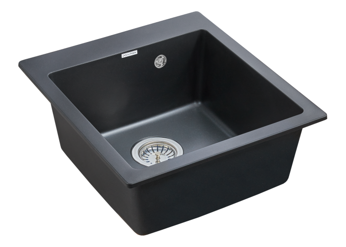Мойка для кухни гранит 460х510 Paulmark KANTE 45, черный металлик - PM104651-BLM