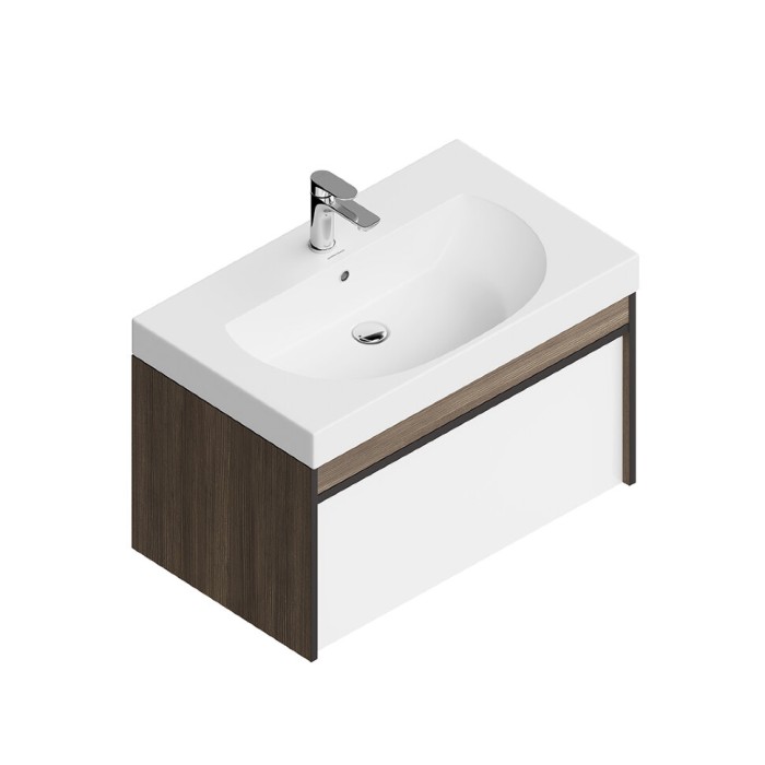 Тумба подвесная 80см с ящиком 1+1, Modula Kerama Marazzi, белый - MO.80.1+1\AR