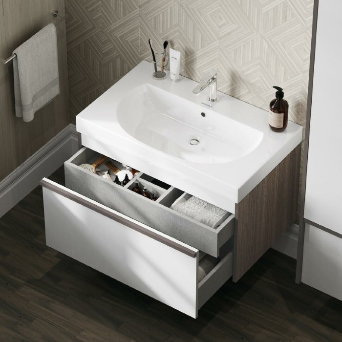 Тумба подвесная 80см с ящиком 1+1, Modula Kerama Marazzi, белый - MO.80.1+1\AR