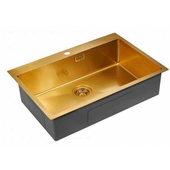 Мойка для кухни нержавеющая 750х510мм Paulmark SAAR, брашированное золото - PM807551-BG