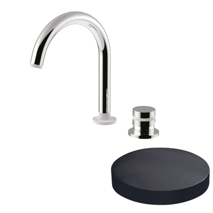 Смеситель для раковины на 2 отверстия, однорычажный, поворотный излив, без донного клапана, Giulini My ring, ганметал арт. MR0040/SCCRNS