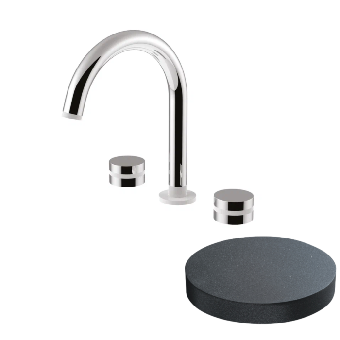 Смеситель для раковины на 3 отверстия, поворотный излив, без донного клапана, Giulini My ring, графит арт. MR0112/SCGF