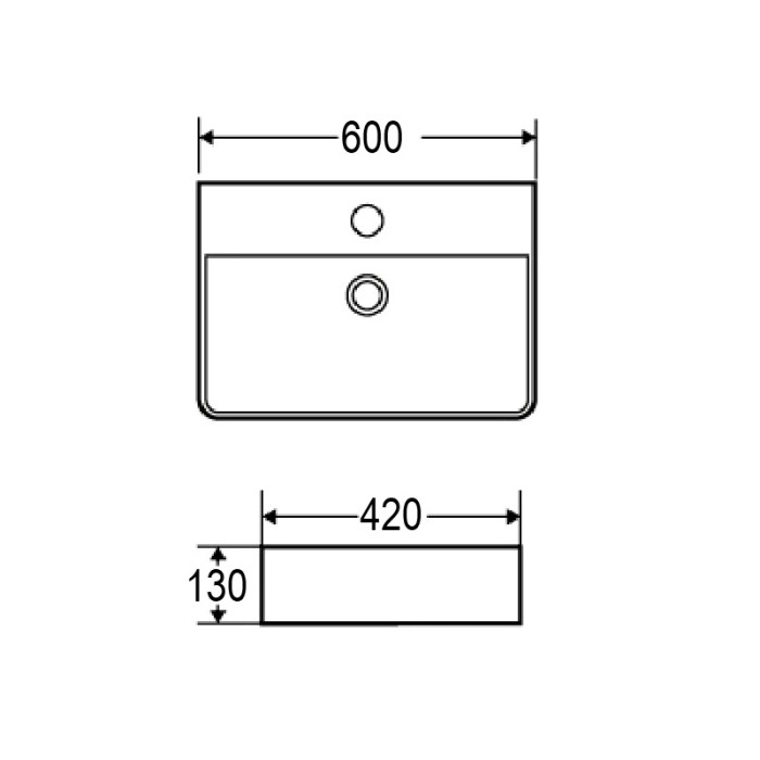 Раковина накладная 600x420x130 белая, Azario - AZ-2173 SP