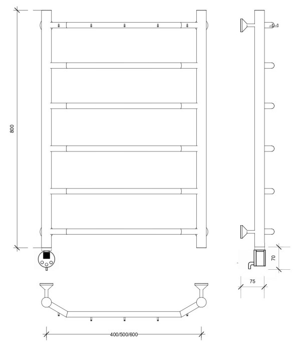 Полотенцесушитель электрический 80x40 Агата 1 К Secado арт. 4673739230909