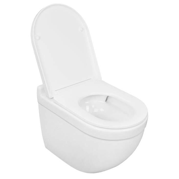 Подвесной унитаз 520х360х410 безободковый, смыв "торнадо", в комплекте быстросьемным с сиденьем микролифт, Azario Fora арт. AZ-0017-UQ1