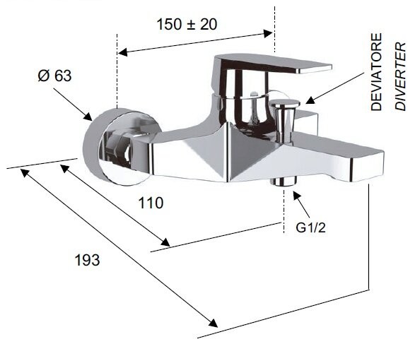Смеситель хром глянцевый, Remer Dream, внешнего монтажа D05