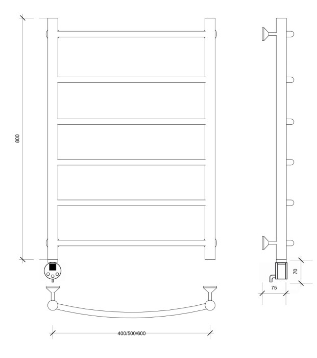 Полотенцесушитель электрический 80x60 Милан 1 Secado арт. 4673739237243