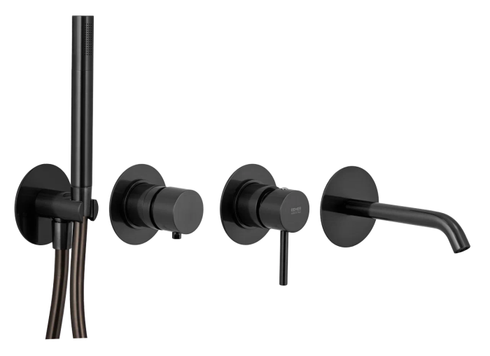 Смеситель для ванны черный глянцевый, Remer X Style, скрытого монтажа X96S03ROXXCFP