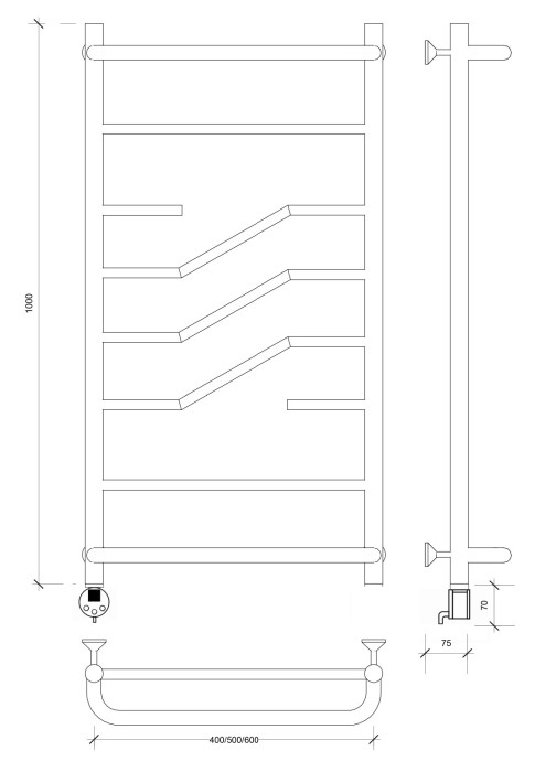 Полотенцесушитель электрический 100x60 Риволи СП Secado арт. 4673739241714