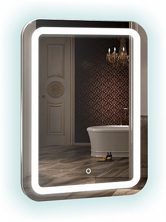 Зеркало New 550*800 c подсветкой и диммером, сенсор выкл+подогрев+часы внешней настройки, Azario Мальта - LED-00002380