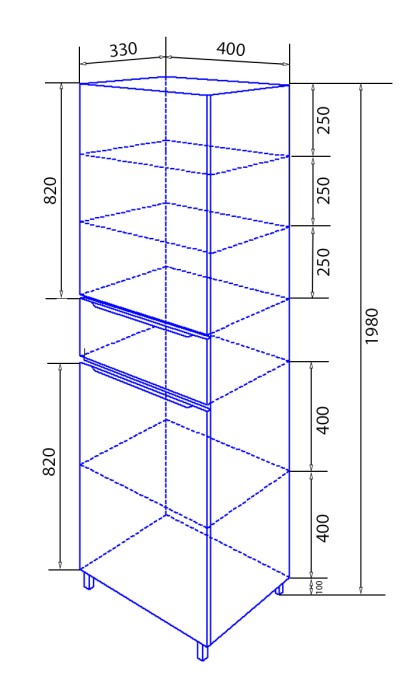 Пенал 40 400x330x1980 левый напольный, Azario Lotos - CS00083926