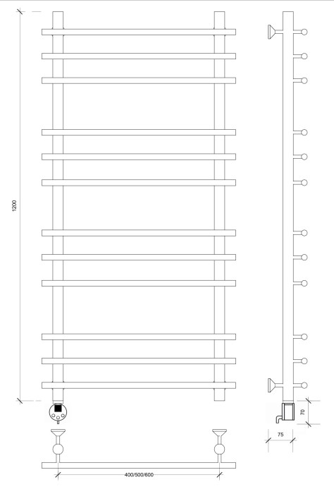 Полотенцесушитель электрический 120x40x50 Турин плюс Secado арт. 4673739245682