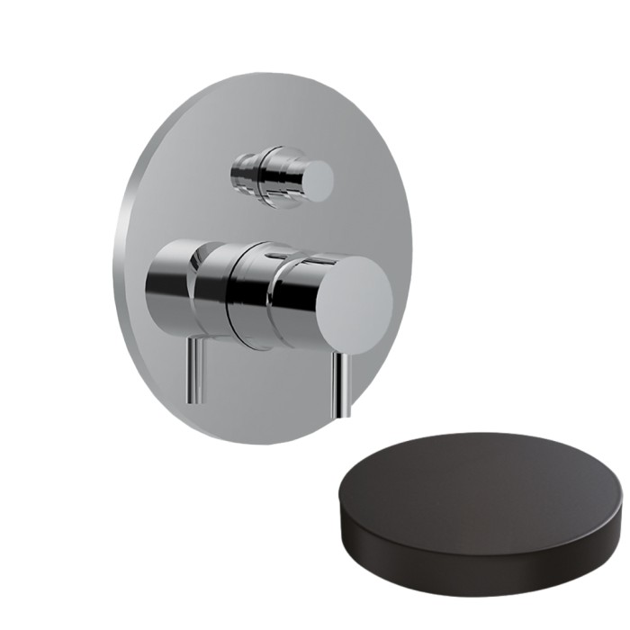 Внешняя часть смесителя для душа встраиваемого, на 2 режима, с кнопкой-переключателем, Giulini My future, черный матовый арт. 5963EPNO