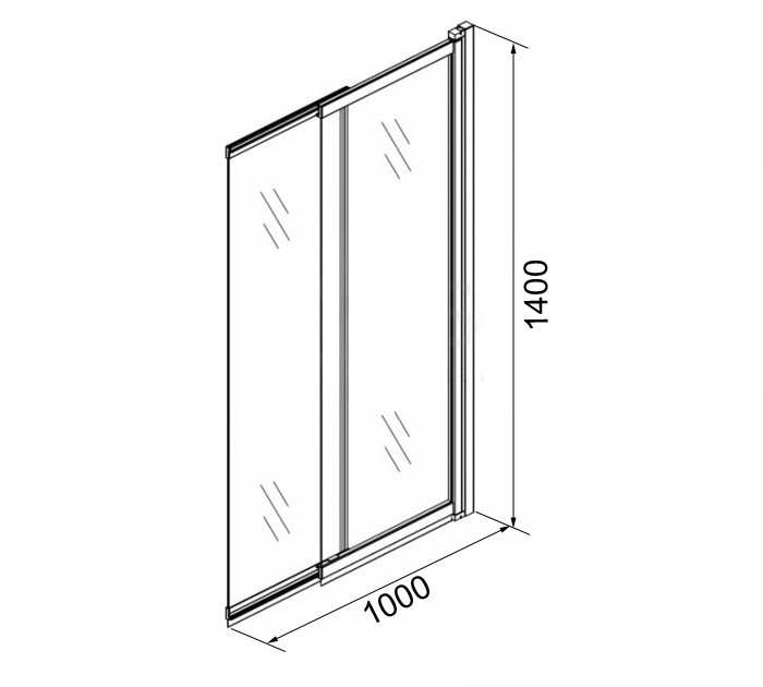 Шторка для ванны 1000х1400, Easy Clean раздвижная, прозрачное стекло 5 мм, цвет профиля черный  Merrit, Azario арт. AZ-NF6122 1000 BLACK