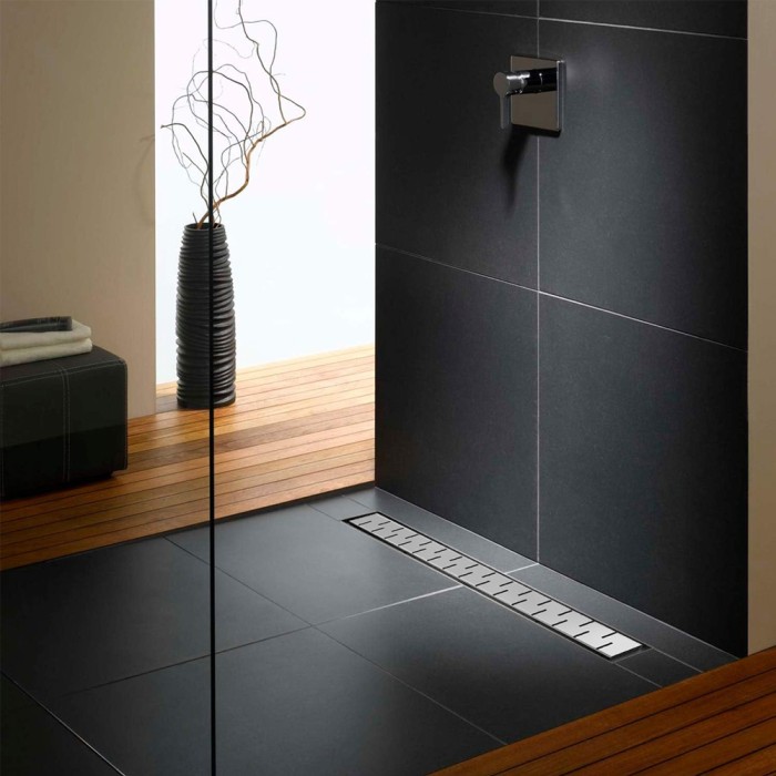 Душевой лоток D40 850 мм, боковой слив, пластиковый, рамка и решетка из нержавеющей стали, Medium Azario - AZ-CH 850 MN