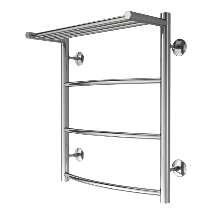 Полотенцесушитель водяной 500/600 с полкой, 3 секции, нижнее/диагональное подключение, 1/2", хром, Verona Azario - AZ04156P