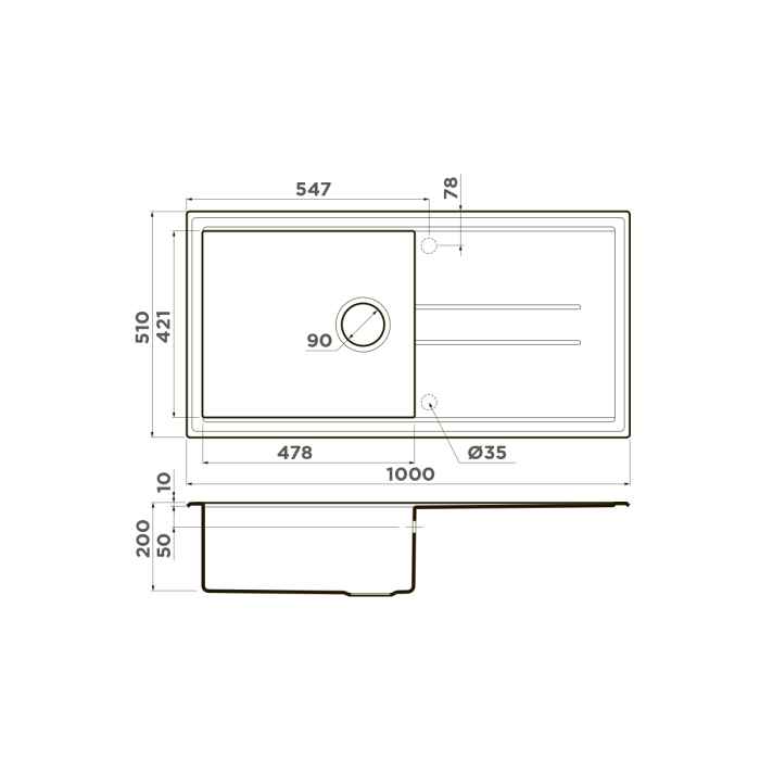 Кухонная мойка Omoikiri Tedori 100-DC Tetogranit, цвет темный шоколад арт. 4993920