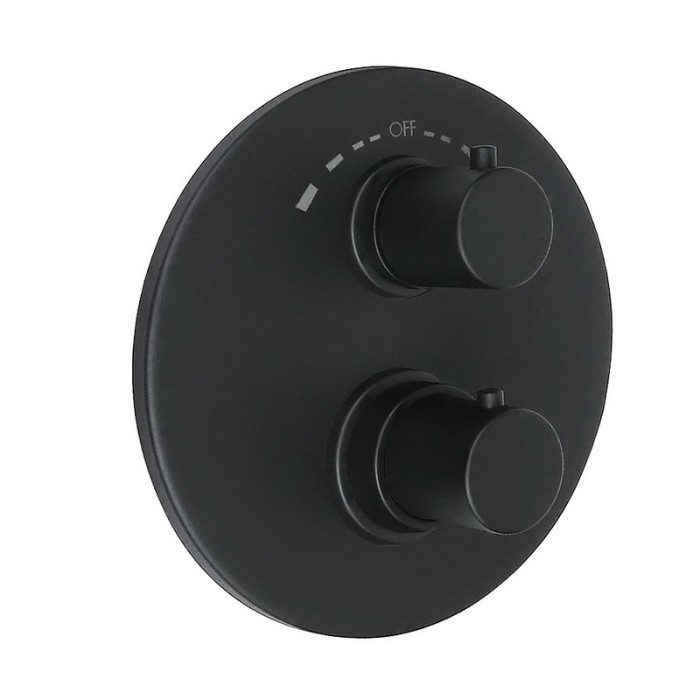 Термостатический смеситель для душа встраиваемый на 2 выхода воды, Giulini Termostatici, черный матовый арт. 8213-FUNO