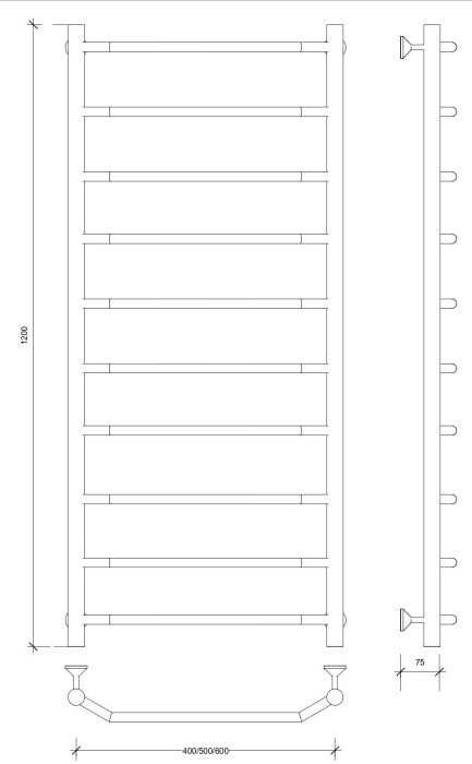 Полотенцесушитель водяной 120x40 Агата 1 (хром) Secado арт. 4603759405087