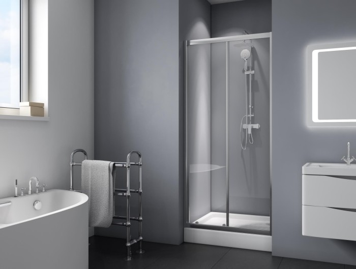 Душевая дверь в нишу 100x190 BelBagno, глянцевый хром, Due арт. DUE-BF-1-100-C-Cr