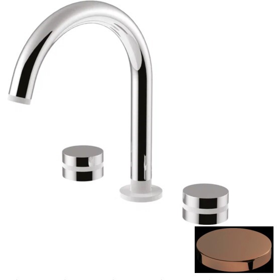 Смеситель для раковины на 3 отверстия, поворотный излив, без донного клапана, Giulini My ring, золото розовое арт. MR0112/SCRG